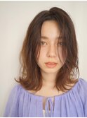 《PearL》くすみピンクの抜け感ミディアムパーマ