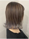 毛先グレーアッシュのバレイヤージュカラー◎ハイライトカラー