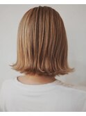 #ミルクティーベージュ#ブロンドカラー#切りっぱなしボブ