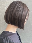 切りっぱなしボブ×ブリーチなしグレージュブラウン[仙台]ボブ
