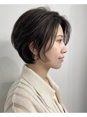 丸みショート・ボブ/丸顔/前髪なし/絶壁解消/20代/30代/長め