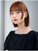 ◯ぱっつん前髪流し前髪鎖骨ミディアムボブ耳かけボブパーマ小顔