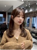 大人ガーリーダークアッシュ似合わせカットメディアムレイヤー