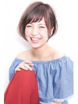 モニカ 西宮北口(Monica)&nbsp;小顔補正立体カット・ ボブショート・ くすみブルー・ 透明感