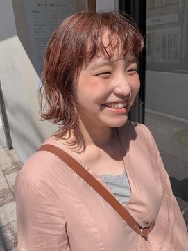 ヘアー アイス ルーチェ(HAIR ICI LUCE) 暖色ボブ ピンクオレンジ 暖色カラー 暖色パーマ風 担当落合