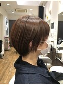 耳かけショートボブ●オレンジブラウン