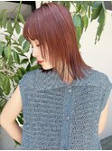 オレンジブラウンカラー×暖色カラー×顔周りカット×10代20代