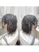 秋葉原コットン ヘアセット専門店&nbsp;ショートアレンジ　髪リボン