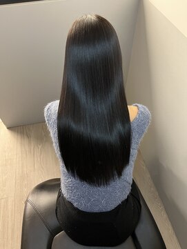 ジーニーホリエ(Geniee horie) 髪質改善XアッシュブラックX縮毛矯正Xレイヤーロング