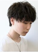 ナチュラルマッシュショート黒髪女子ウケ束感ツーブロックパーマ