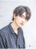 小久保styleフェザーパーマグレーブルーカラー刈り上げショート