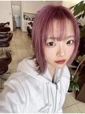 ブリーチ#ハイトーンボブ#チェリーレッド#ピンクラベンダー
