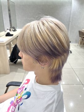 アッシュ 高幡不動店(Ash) 暗染めはがしデザインカラー裾カラーエンドカラー襟足眉カット