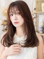 カバーヘア ブリス 川口(COVER HAIR bliss)&nbsp;大人ココアグレージュうざバングロングレイヤーa20代30代40代
