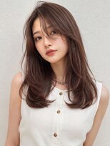 ミロア 薬院(miroa) ロングレイヤー 顔周りカット ブラウンベージュ 前髪カット
