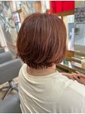 ステップボーンカットカットボブショートハイライト白髪ぼかし