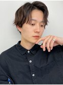 爽やかナチュラルパーマセンターパート清潔感カラー