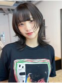 顔周りレイヤー韓国ヘアくびれミディミディアム_ba475902