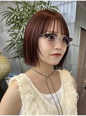 栄黒髪垢抜け丸みシルエットボブヘア　