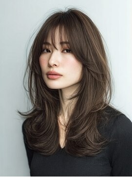 ダル 渋谷/表参道(DAL.) 大人カーテンバング顔周りレイヤーブラウンベージュ