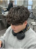 シャドウパーマラウンドマッシュフェザーパーマメンズパーマ眉毛