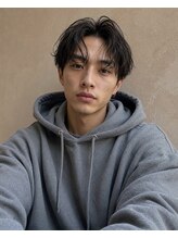 《*シャドウパーマ*》無造作な立体感で色気をプラス！クシュっとキマる朝ラクスタイル[江坂/Ｍｅｎ's/吹田]