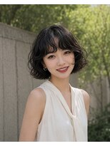 ノラ シブヤ(NORA)&nbsp;小顔ミディアムパーマミディアムデジタルパーマボブパーマ前髪
