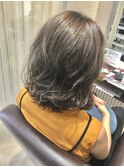 エアリーパーマ&透明感マットアッシュカラー