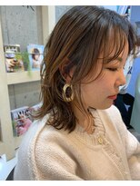 ヘアアンドメイク シークネクスト(HAIR&MAKE SeeK NEXT)&nbsp;レイヤー外ハネボブ×オレンジブラウン