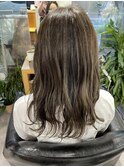 極細ハイライト/オリーブベージュ/大人可愛い/艶感