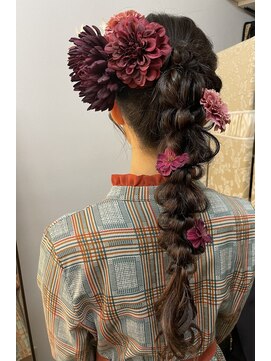 フェリーチェ(Felice) 編みおろし ポニーテール 成人式 前撮り 卒業式 振袖ヘア 袴ヘア