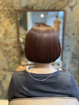 ジュエ (jouer) ラベンダーピンクブリーチなしカラーぷつっとカット髪質改善人気