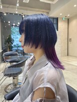 ディーン 名駅店(DEAN)&nbsp;クラゲウルフ ボブウルフインナーカラー ネイビーカラー 名古屋