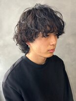 ザ マイル(The mile)&nbsp;アンニュイウルフマッシュショートメンズパーマアッシュブラック