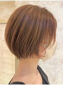 丸みショートボブ ショートボブ ベージュブラウン