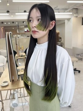 イェッカ パビル(YECCA pabil) 裾カラーミント（ブリーチ１回）