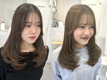 ネオリーブウリ 二子玉川店(Neolive uri)の写真/【垢抜けレイヤーカット】Cut+髪質改善カラー+オージュアTR¥8800/韓国風くびれヘア/ぱつんとボブ[二子玉川]
