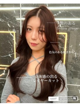 サイン 渋谷(SIGN) 韓国ヘアーハッシュカットレイヤーカットグレージュブリーチ無し