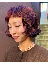 ナループロアオハナ(Nalu pu loa ohana) オン眉ボブミニボブニュアンスパーマ