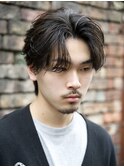 センターパートフェザーパーマシャドウパーマメンズパーマ