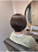 ショートボブ 白髪ぼかし 