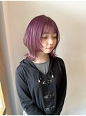 顔周りレイヤーボブ×バイオレットカラー