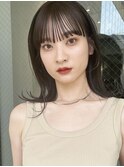 表参道　外はねボブ　ミディアムヘア　暗髪ミディアム