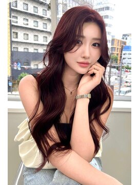 リア 大阪梅田(Ria) カシスピンク　レイヤーカット 【韓国ヘア 大阪 梅田】