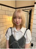 15590ブリーチ＆ダブルカラー渋谷ウルフレイヤー金髪ボブ