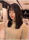 韓国ミディアムレイヤーカットダークブラウンカラー