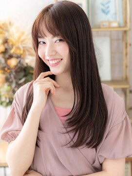 カバーヘア ブリス 志木南口駅前店(COVER HAIR bliss) 艶カラーミルクティーピンクエアストレートc7志木20代30代40代