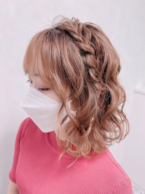 おろしアレンジのヘアセット