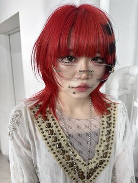 レコ 渋谷(LECO) レイヤーウルフデザインカラーレッド