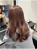 "春カラー"ウェーブミディアムピンクブラウン